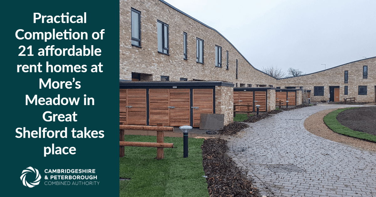 Practical completion of 21 affordable rent homes at More’s Meadow in