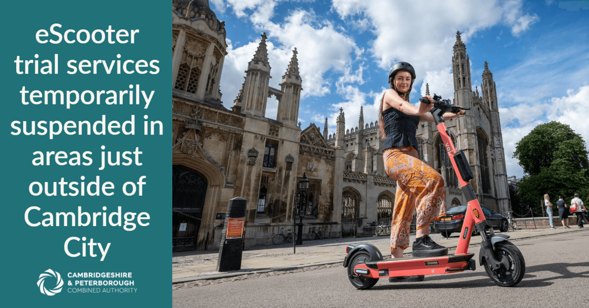 eScooter trial services temporarily suspended in areas just outside of