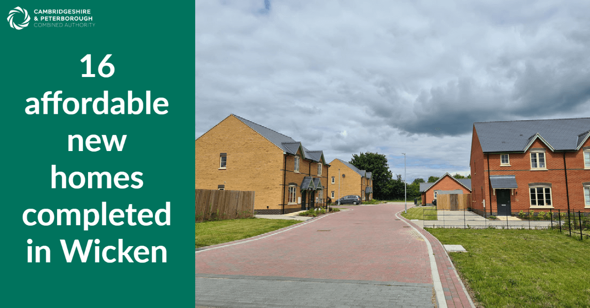 16 affordable new homes completed in Wicken Cambridgeshire